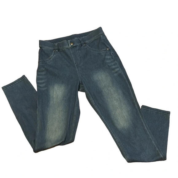 Hue 💙 Light Wash  Denim Casual jeans pants Legging Sz M - Picture 15 of 15